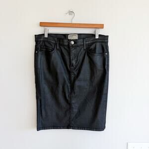 Current/Elliott The Soho Coated Zip Stiletto Pencil Mini Skirt Black 30